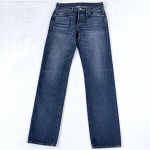 Etica The Racer Straight Jeans Sz 29 Blue Button Fly Medium Wash Whiskering NWT